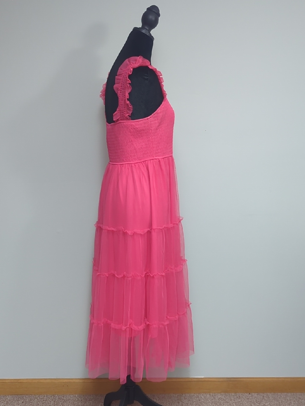 Pink Ruffled Tiered Midi Dress - Picture 5 of 8